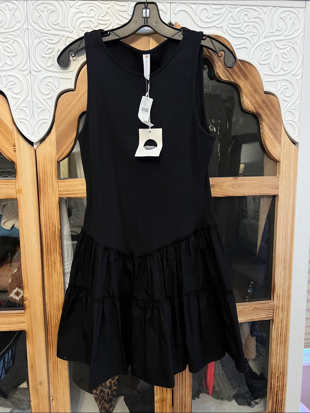 Sleeveless Black Tiered Casual Dress - Unbranded